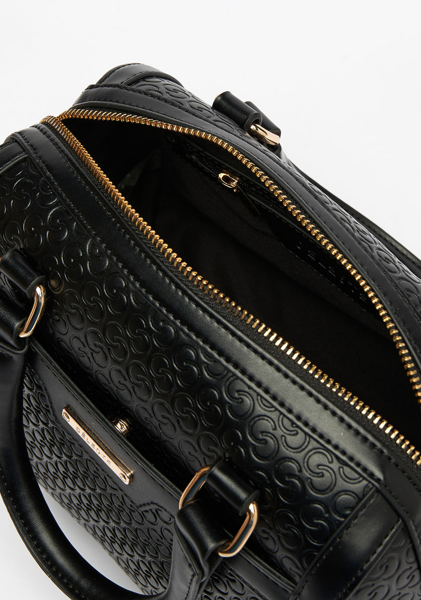 Celeste Monogram Embossed Bowler Bag with Double Handles-Women%27s Handbags-image-4