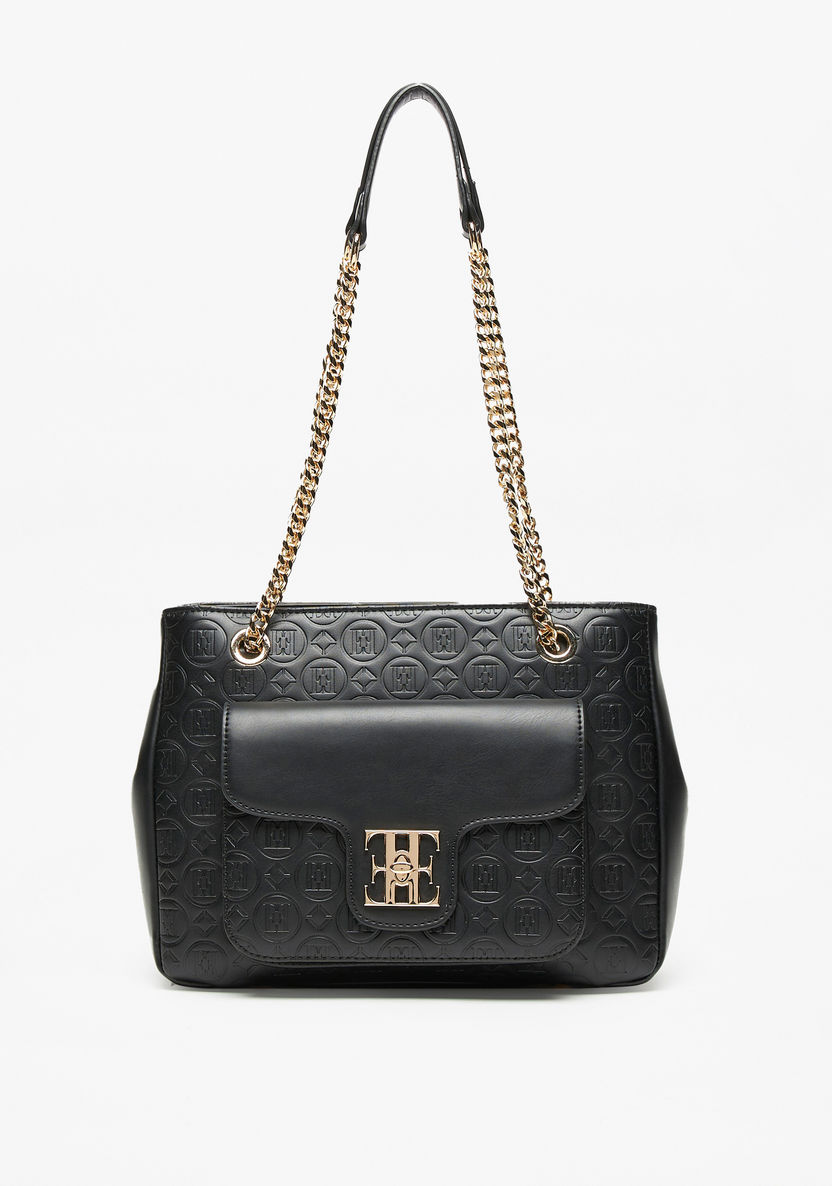 Elle Monogram Embossed Tote Bag with Double Handles-Women%27s Handbags-image-1