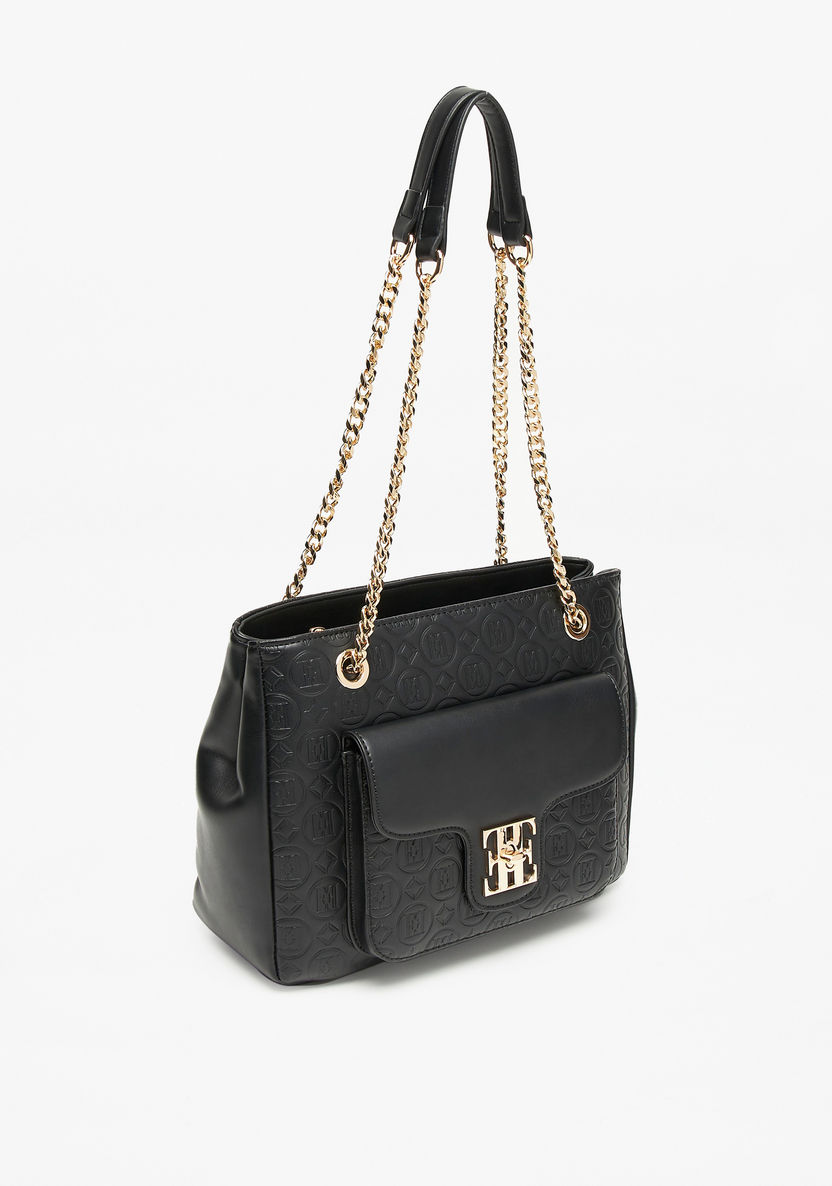 Elle Monogram Embossed Tote Bag with Double Handles-Women%27s Handbags-image-2