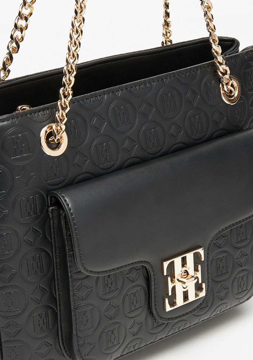 Elle Monogram Embossed Tote Bag with Double Handles-Women%27s Handbags-image-3