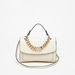 Elle Monogram Embossed Satchel Bag with Chainlink Accent-Women%27s Handbags-thumbnail-0