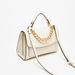 Elle Monogram Embossed Satchel Bag with Chainlink Accent-Women%27s Handbags-thumbnail-2