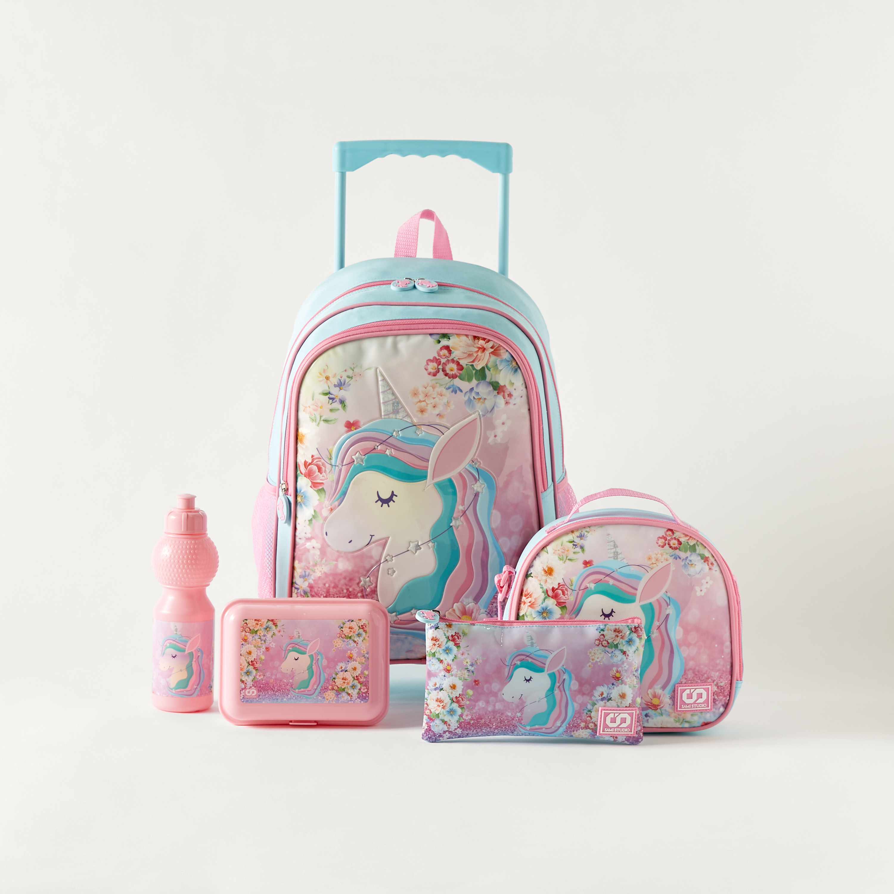 SAMI STUDIO Unicorn Print 16-inch Trolley Backpack Set - 34x20x48 cms 1-Year Warranty-school-bagsandbackpacks-sets-image-2