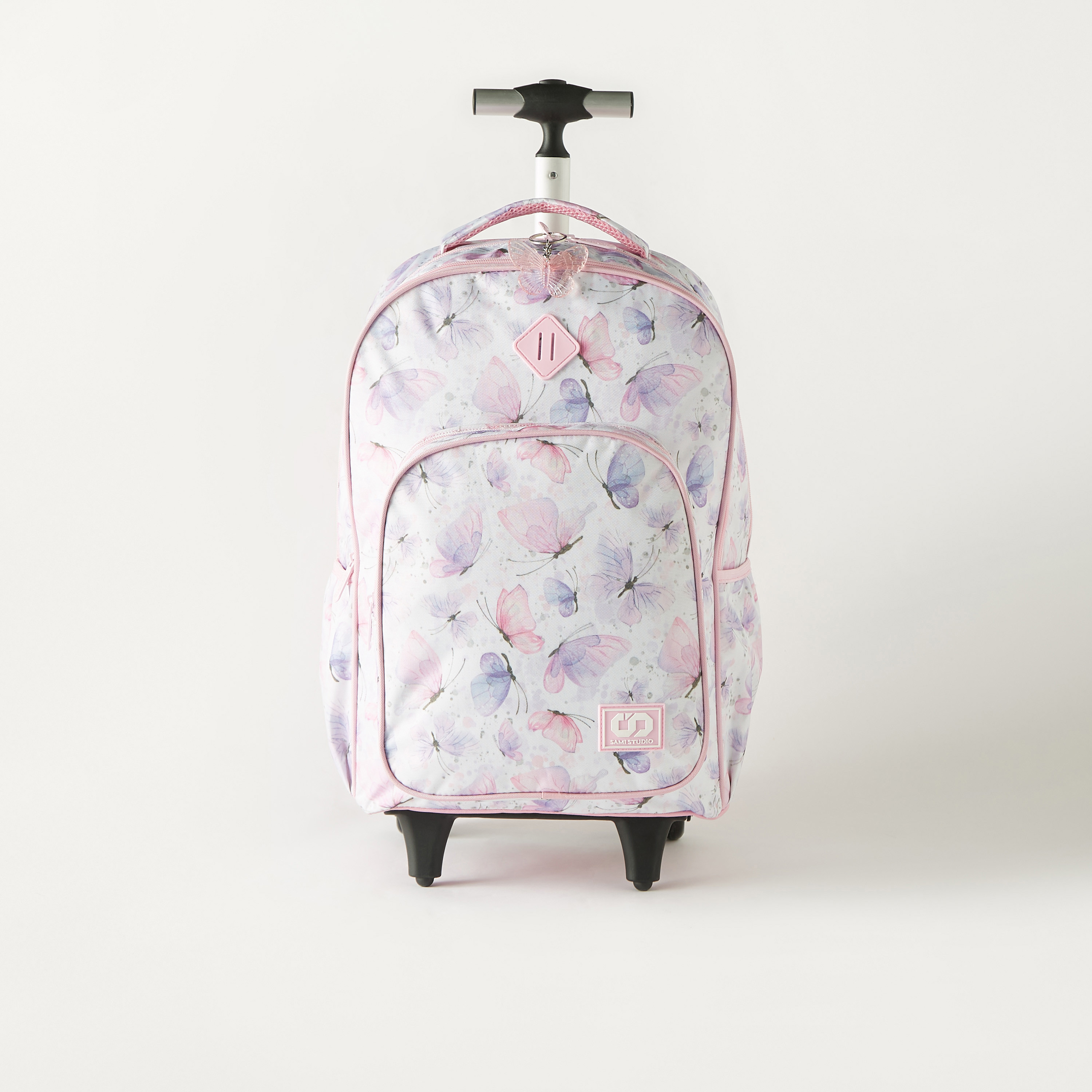 شنطة ظهر ترولي 17 بوصة بطبعات فراشة من سامي ستوديو - 43x32x18 سم - ضمان سنة واحدة-school-bagsandbackpacks-trolleybags-image-2