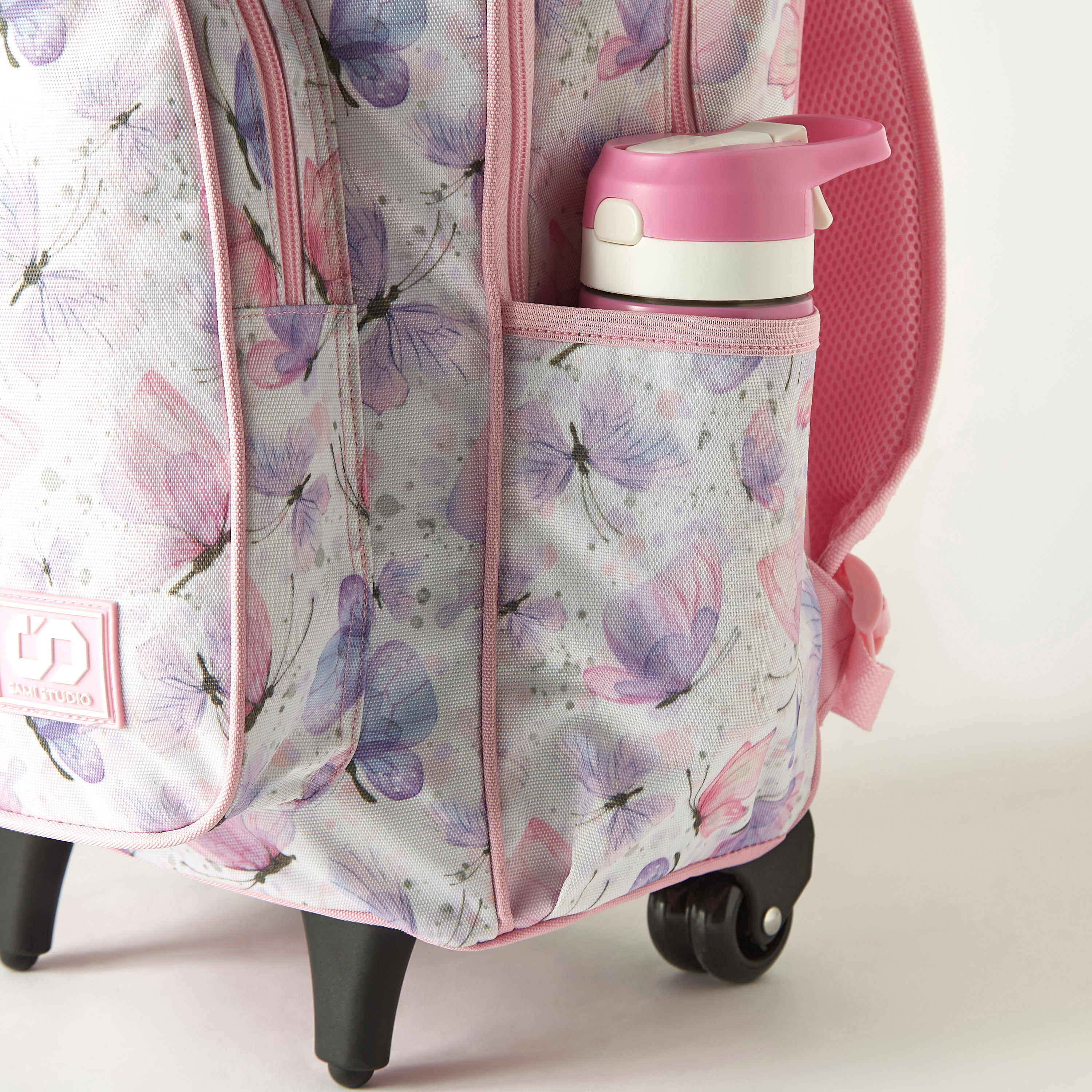 شنطة ظهر ترولي 17 بوصة بطبعات فراشة من سامي ستوديو - 43x32x18 سم - ضمان سنة واحدة-school-bagsandbackpacks-trolleybags-image-4