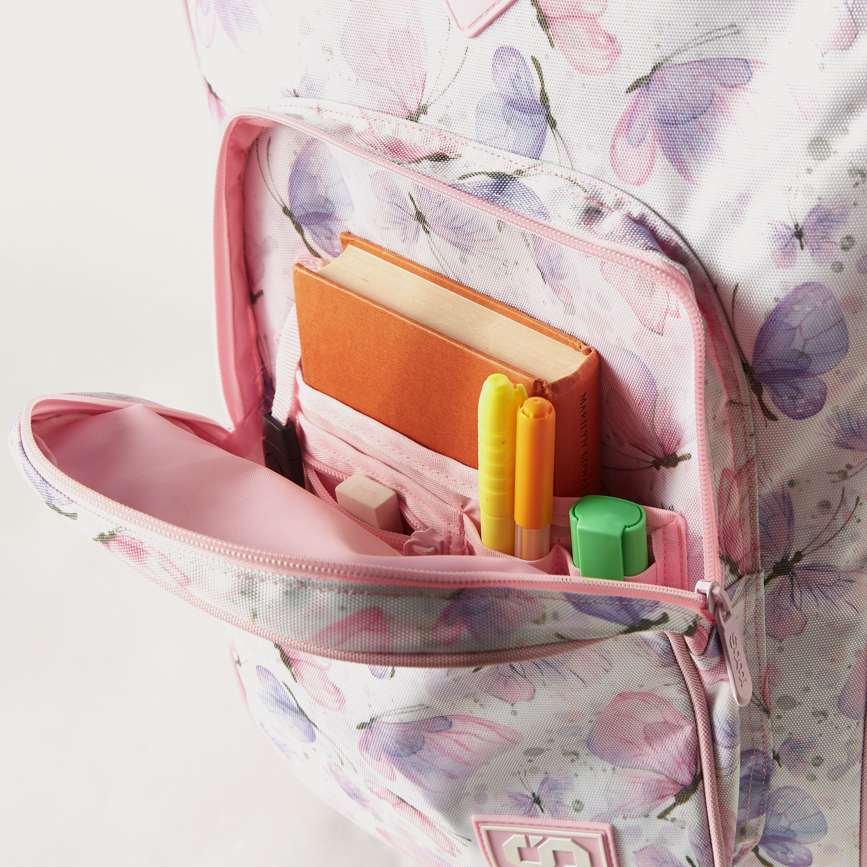 شنطة ظهر ترولي 17 بوصة بطبعات فراشة من سامي ستوديو - 43x32x18 سم - ضمان سنة واحدة-school-bagsandbackpacks-trolleybags-image-6