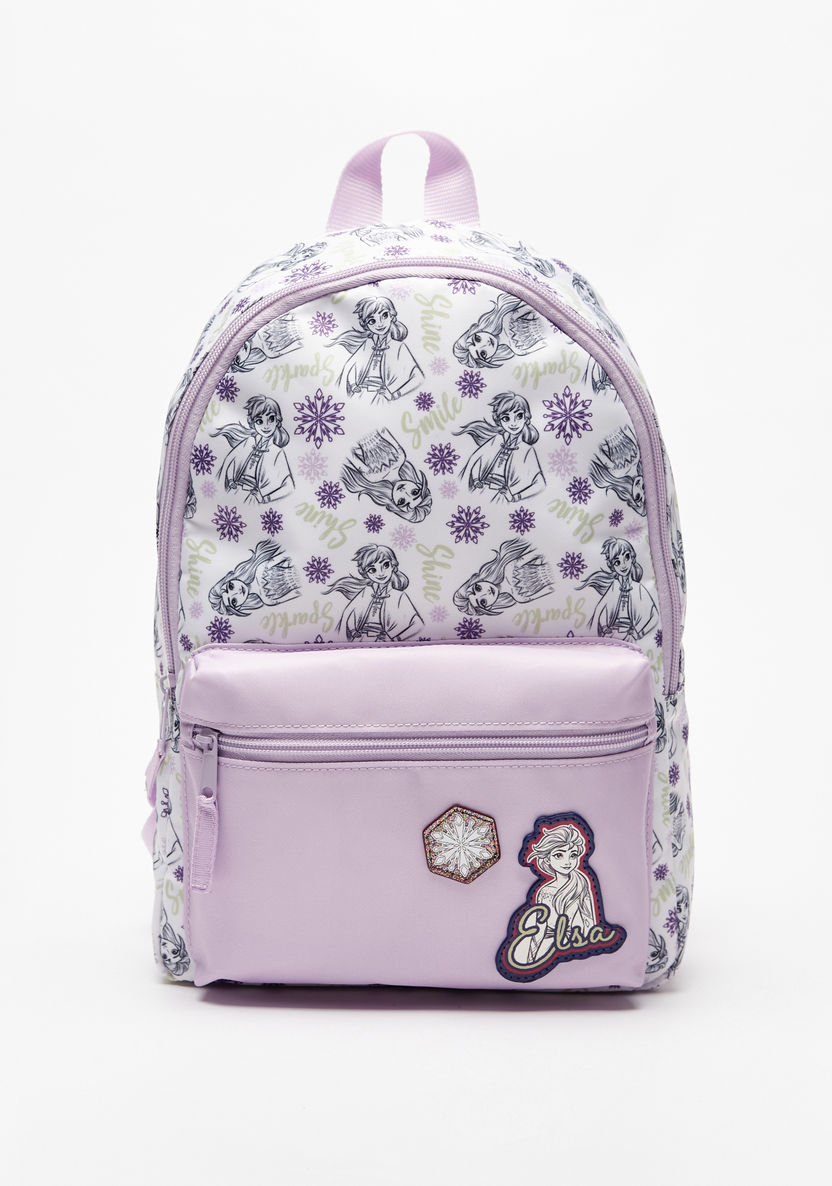 Disney All-Over Frozen Print Backpack with Zip Closure and Adjustable Straps-Girl%27s Backpacks-image-0