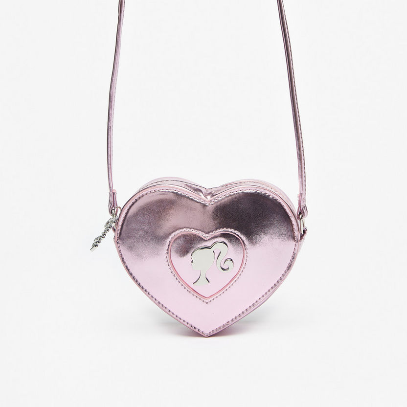 Barbie Heart Shape Crossbody Bag with Applique Detail and Strap-Girl%27s Bags-image-0