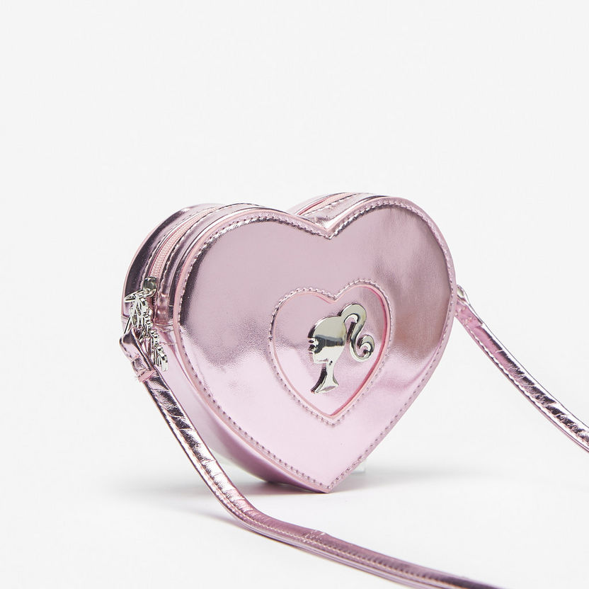 Barbie Heart Shape Crossbody Bag with Applique Detail and Strap-Girl%27s Bags-image-1