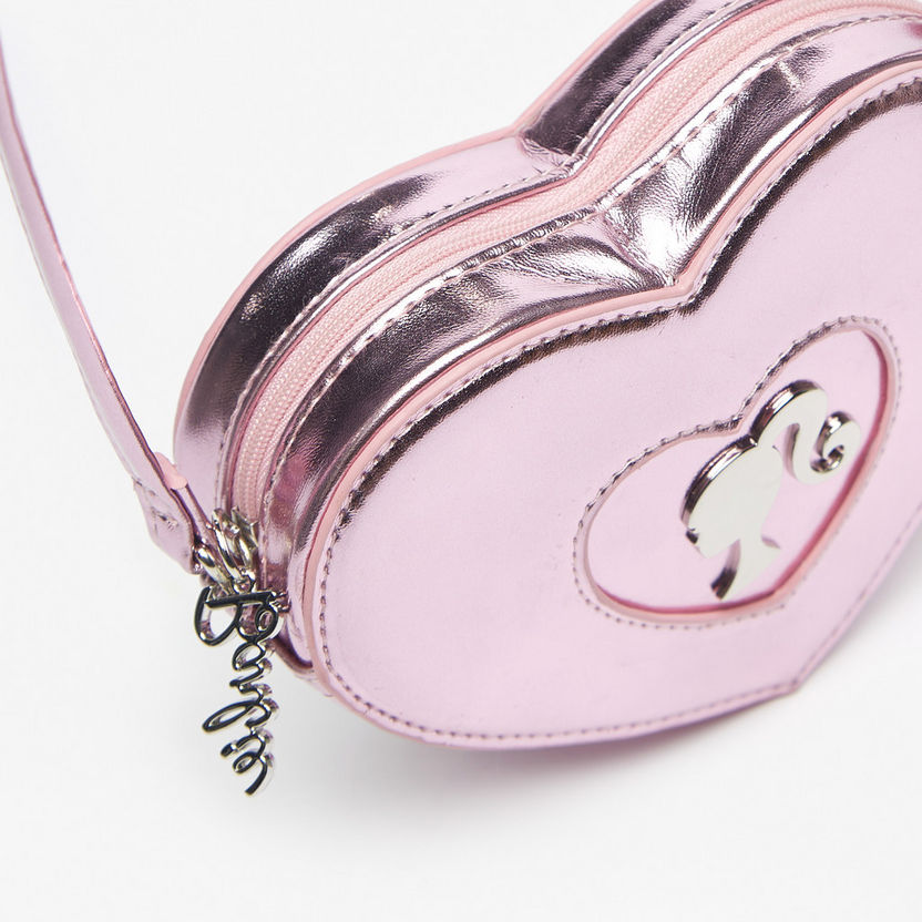 Barbie Heart Shape Crossbody Bag with Applique Detail and Strap-Girl%27s Bags-image-2