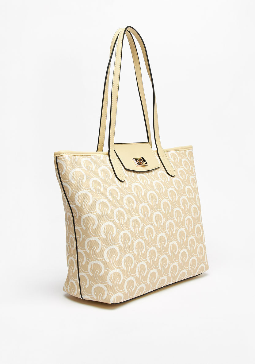 Celeste All-Over Monogram Print Tote Bag with Twist Lock Closure-Women%27s Handbags-image-2