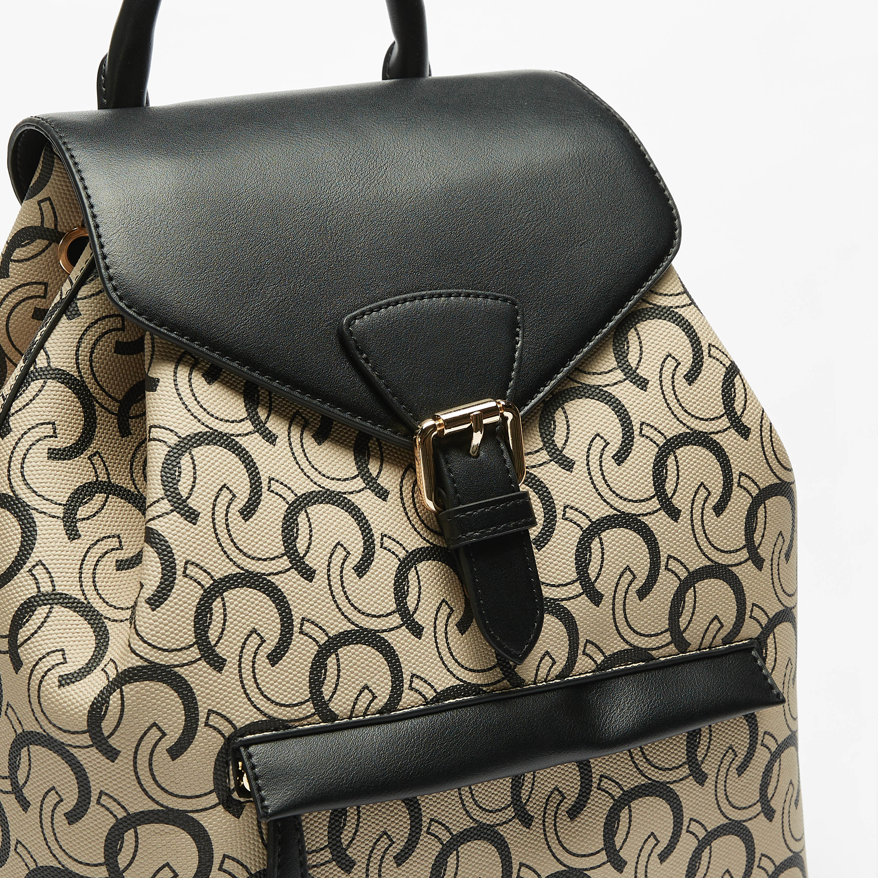 Buy Celeste All Over Monogram Print Backpack with Drawstring