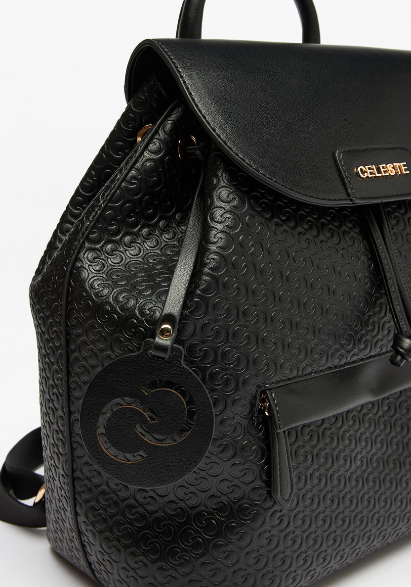 Celeste All-Over Monogram Embossed Backpack with Drawstring Closure-Women%27s Backpacks-image-3