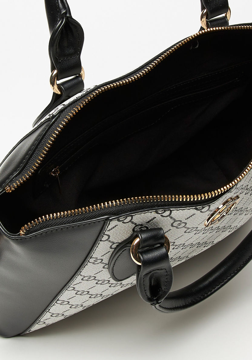 Celeste Monogram Print Tote Bag with Double Handles-Women%27s Handbags-image-5
