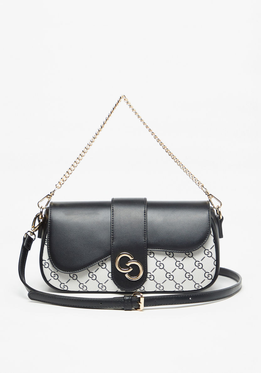 Celeste Monogram Print Crossbody Bag with Detachable Strap and Zip Closure-Women%27s Handbags-image-0