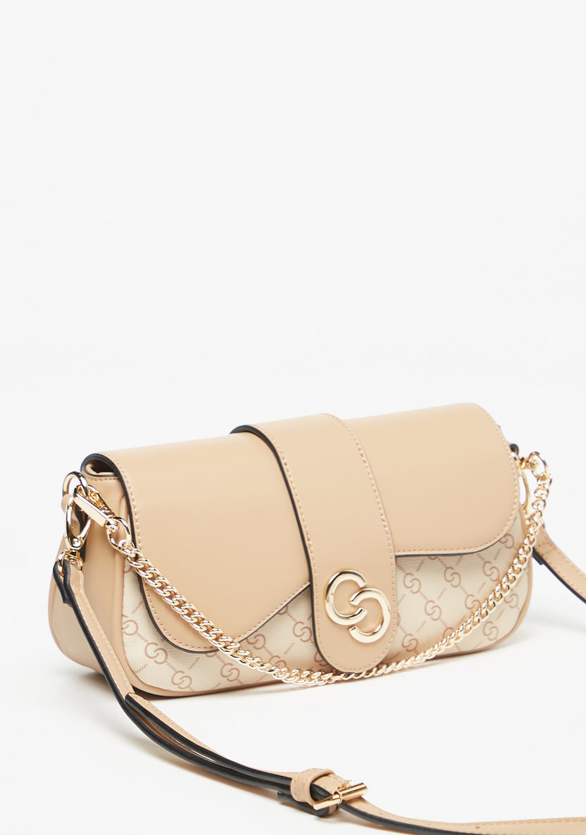 Celeste Monogram Print Crossbody Bag with Detachable Strap and Zip Closure-Women%27s Handbags-image-1