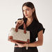 Elle Monogram Print Tote Bag with Top Handles and Zip Closure-Women%27s Handbags-thumbnail-0