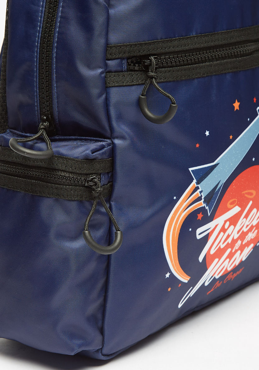 Lee Cooper Printed Backpack with Adjustable Shoulder Straps-Boy%27s Backpacks-image-2