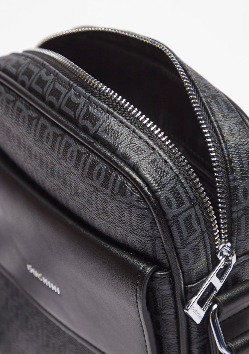 Duchini Monogram Print Crossbody Bag with Adjustable Strap-Men%27s Handbags-image-3