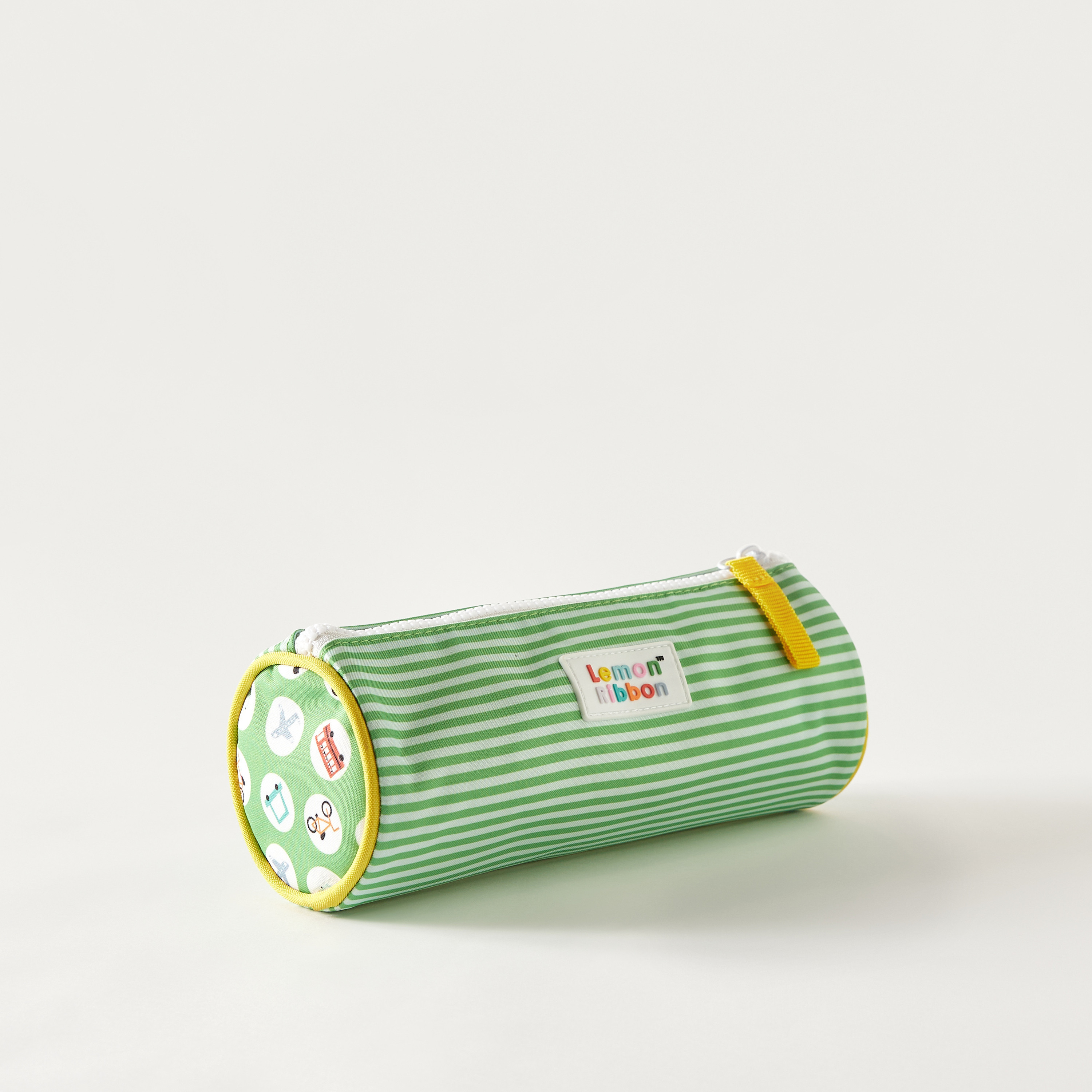 Lemon Ribbon Striped Pencil Case with Zip Closure - 1-Year Warranty-school-stationery-pencilcases-image-2