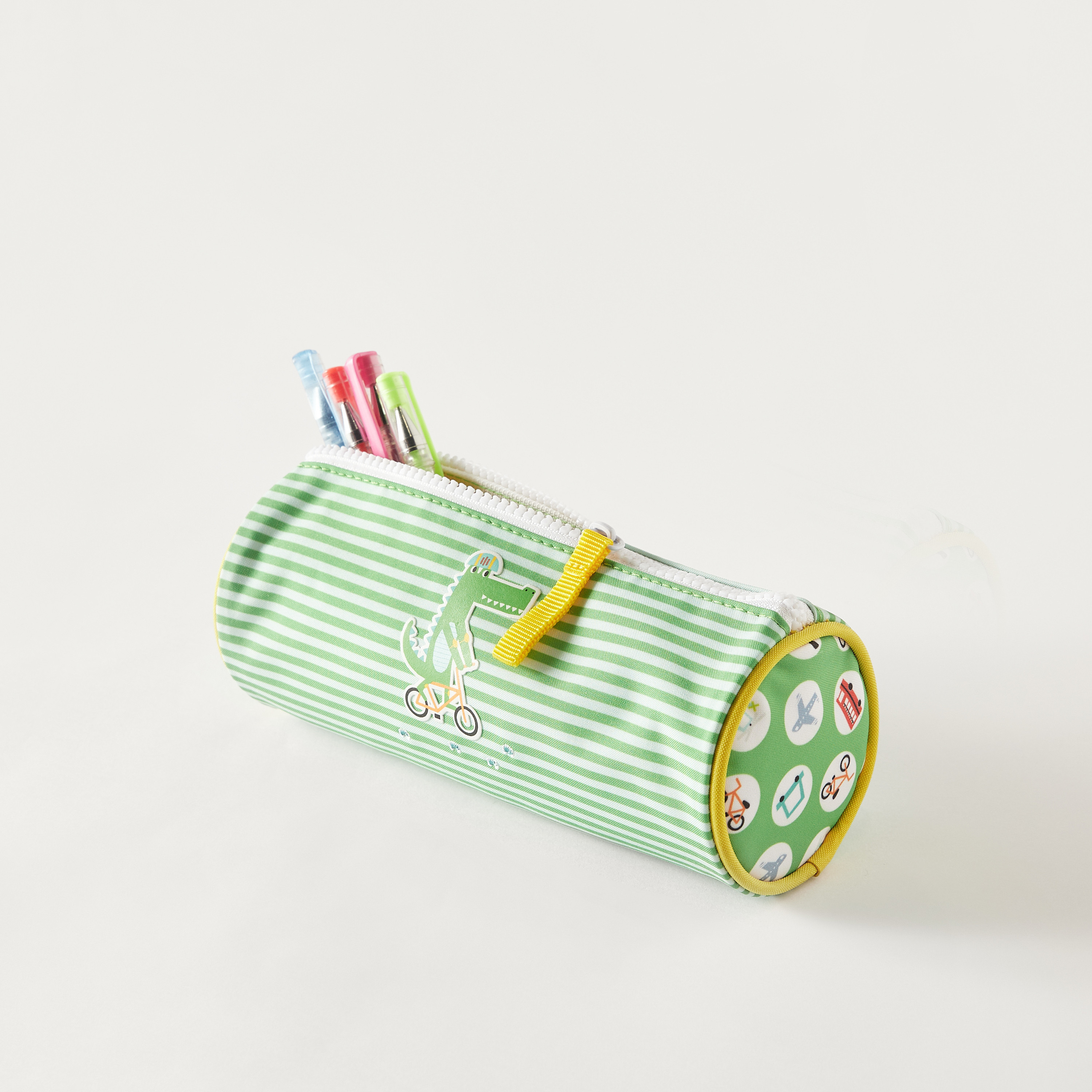 Lemon Ribbon Striped Pencil Case with Zip Closure - 1-Year Warranty-school-stationery-pencilcases-image-4