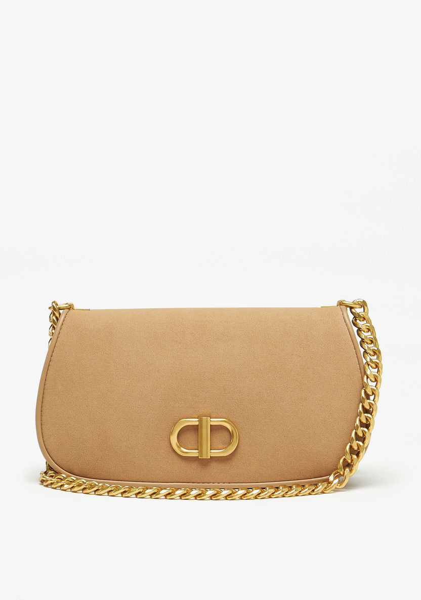 Celeste Solid Shoulder Bag with Metallic Accent and Chain Strap-Women%27s Handbags-image-0