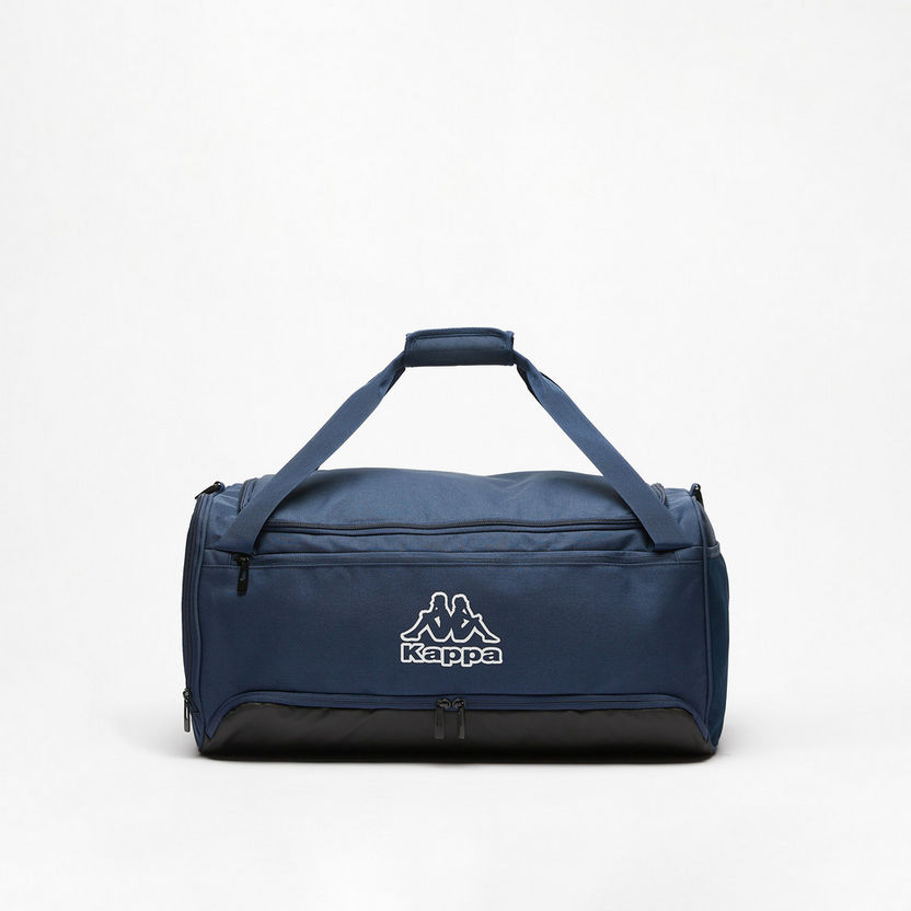 Kappa Logo Print Duffle Bag with Detachable Strap and Zip Closure-Duffle Bags-image-0