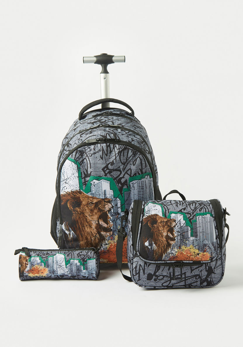 Kaos Graffiti Print 3-Piece Trolley Backpack Set - 18 inches-School Sets-image-0