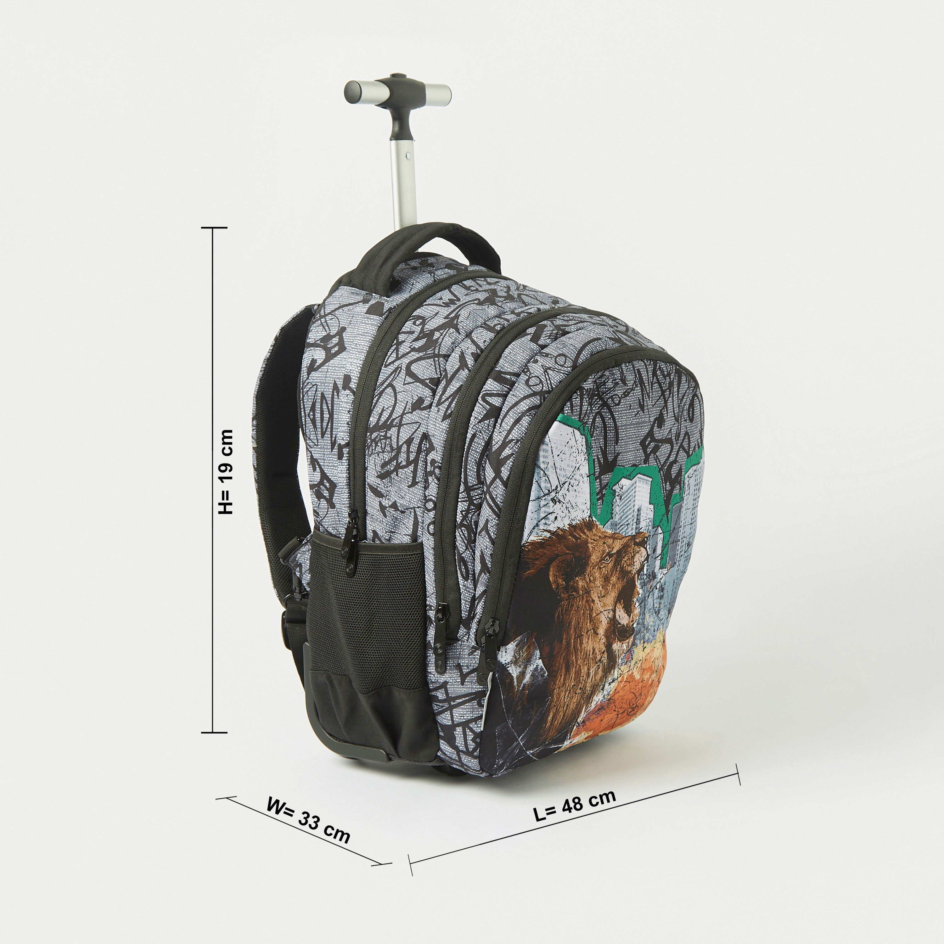 Kaos Graffiti Print 3-Piece Trolley Backpack Set - 18 inches-school-bagsandbackpacks-trolleybags-image-2