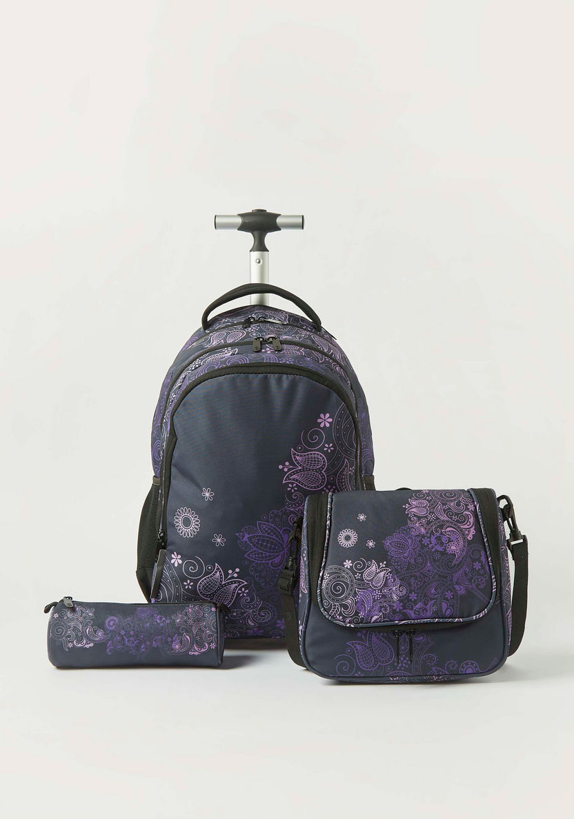 Kaos Paisley Print 3-Piece Trolley Backpack Set - 18 inches-School Sets-image-0