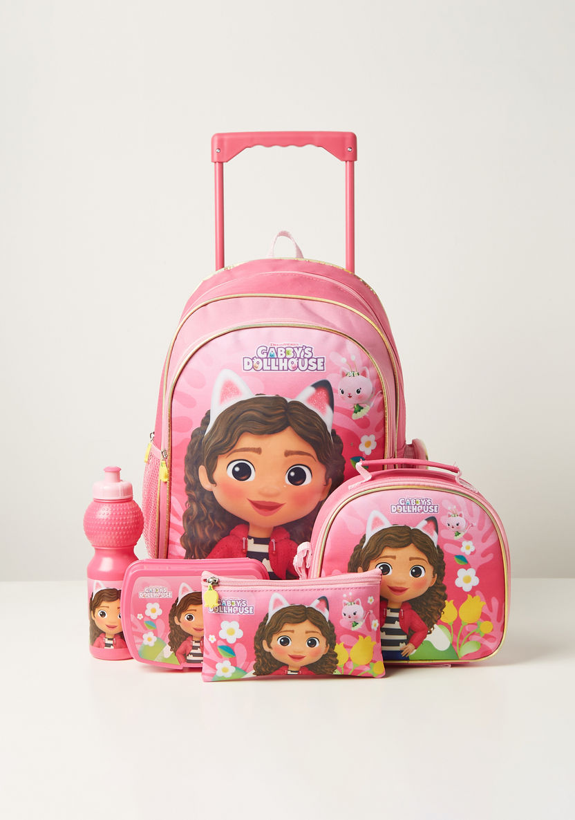 Gabby's Dollhouse Print 5-Piece Trolley Backpack Set - 16 inches-School Sets-image-0