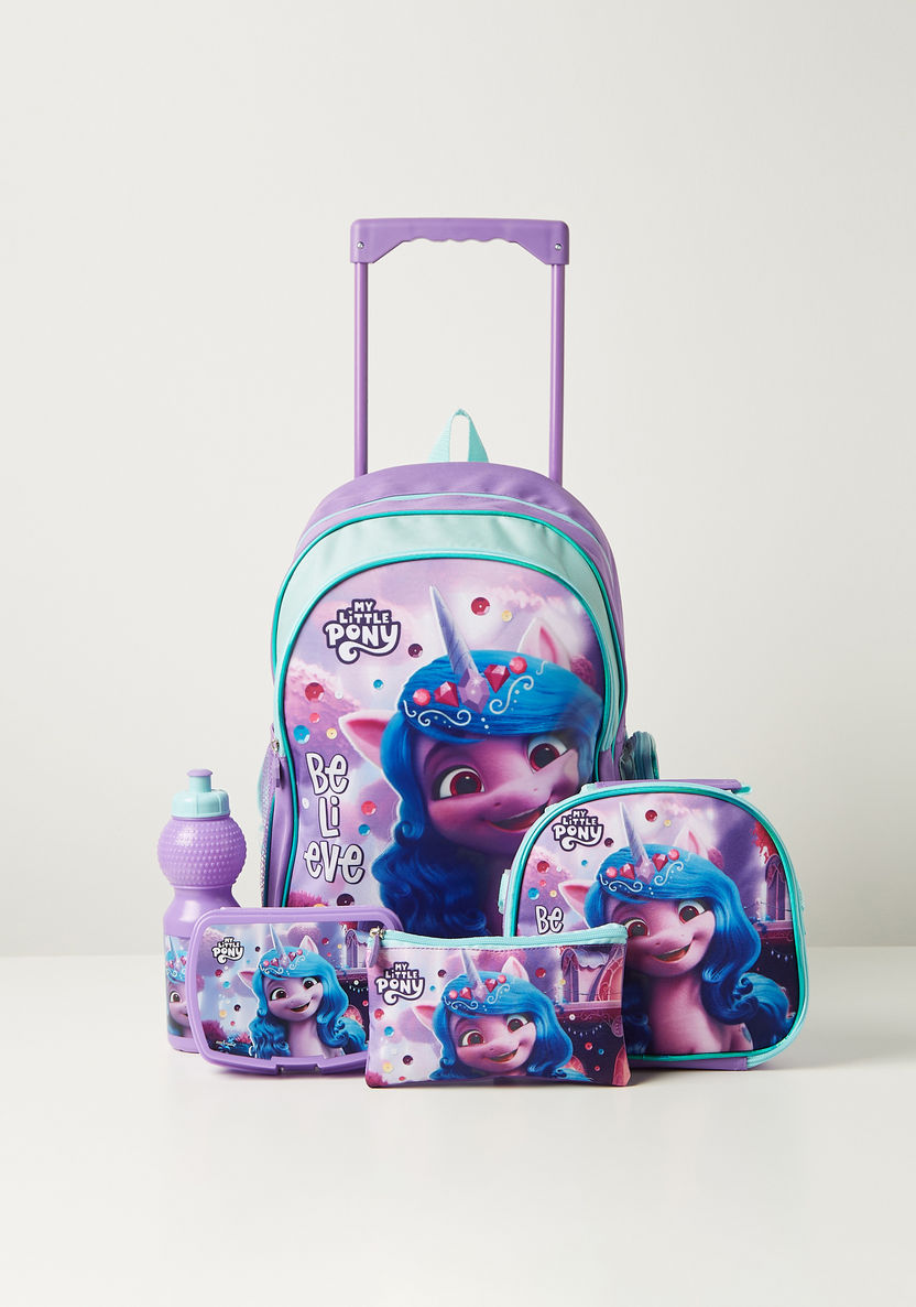My Little Pony Printed 5-Piece Trolley Backpack Set - 16 inches-School Sets-image-0