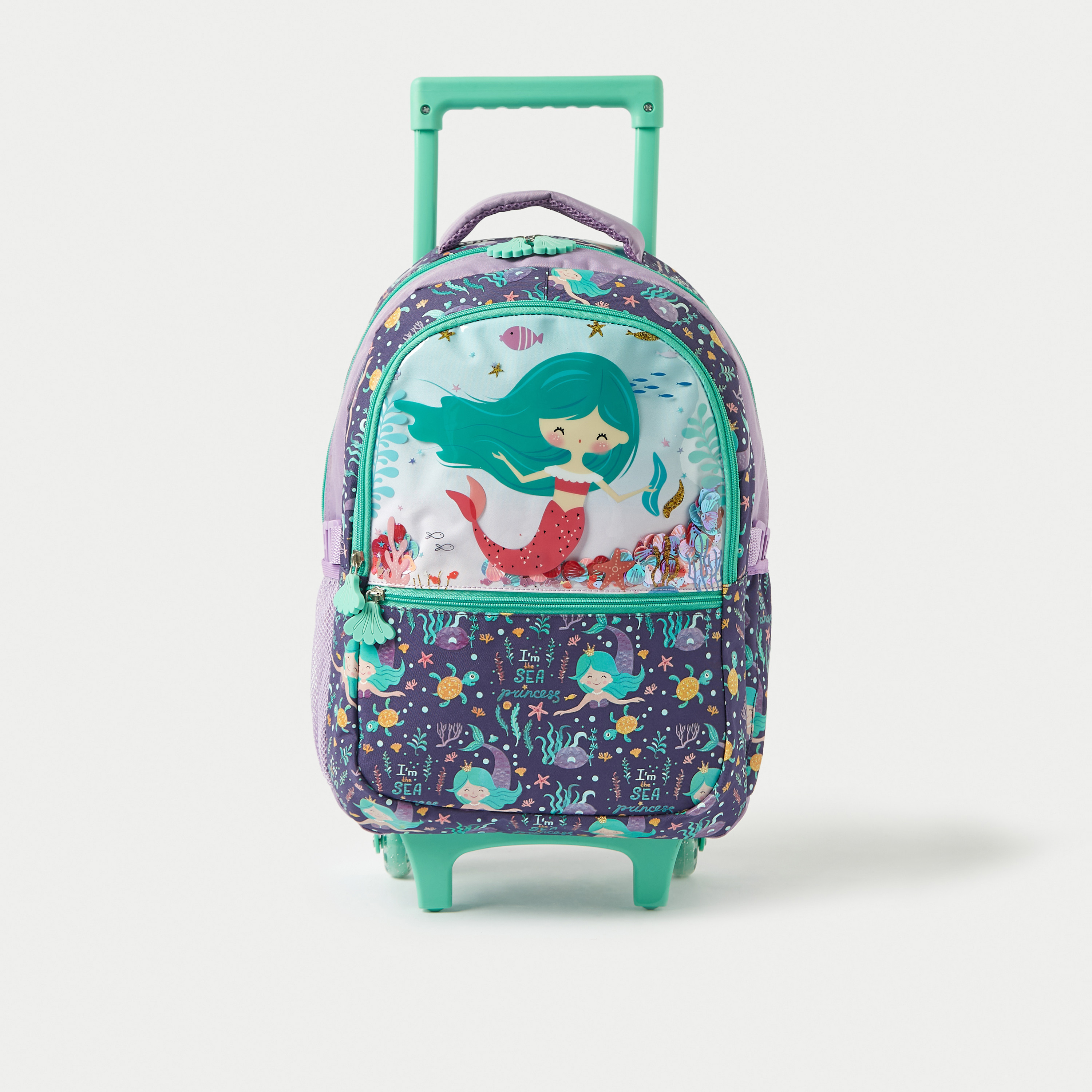 Juniors Mermaid Print 3-Piece Trolley Backpack Set - 16 inches-school-bagsandbackpacks-trolleybags-image-3