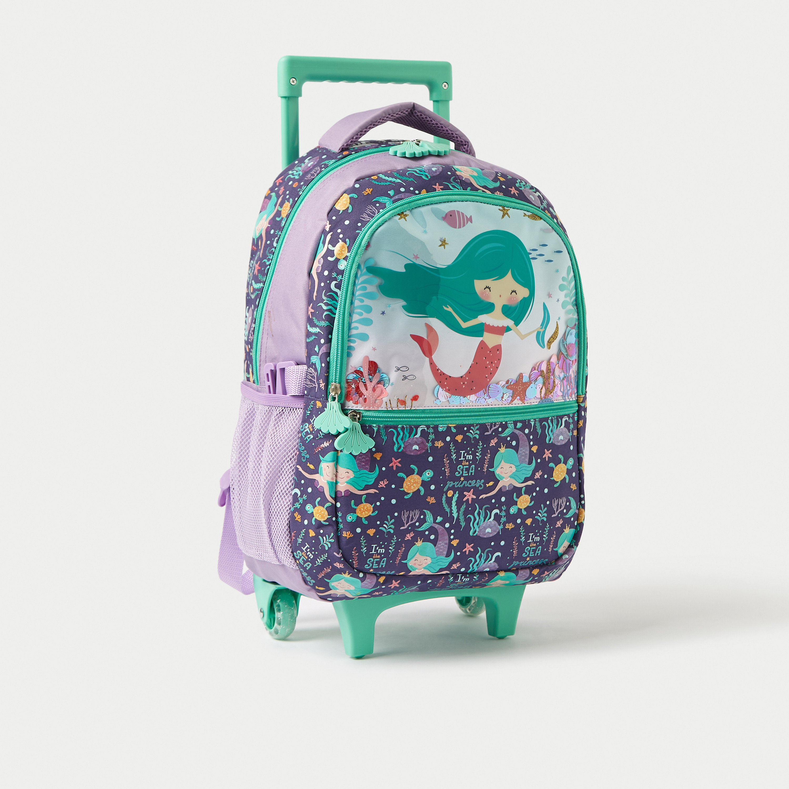 Juniors Mermaid Print 3-Piece Trolley Backpack Set - 16 inches-school-bagsandbackpacks-trolleybags-image-4