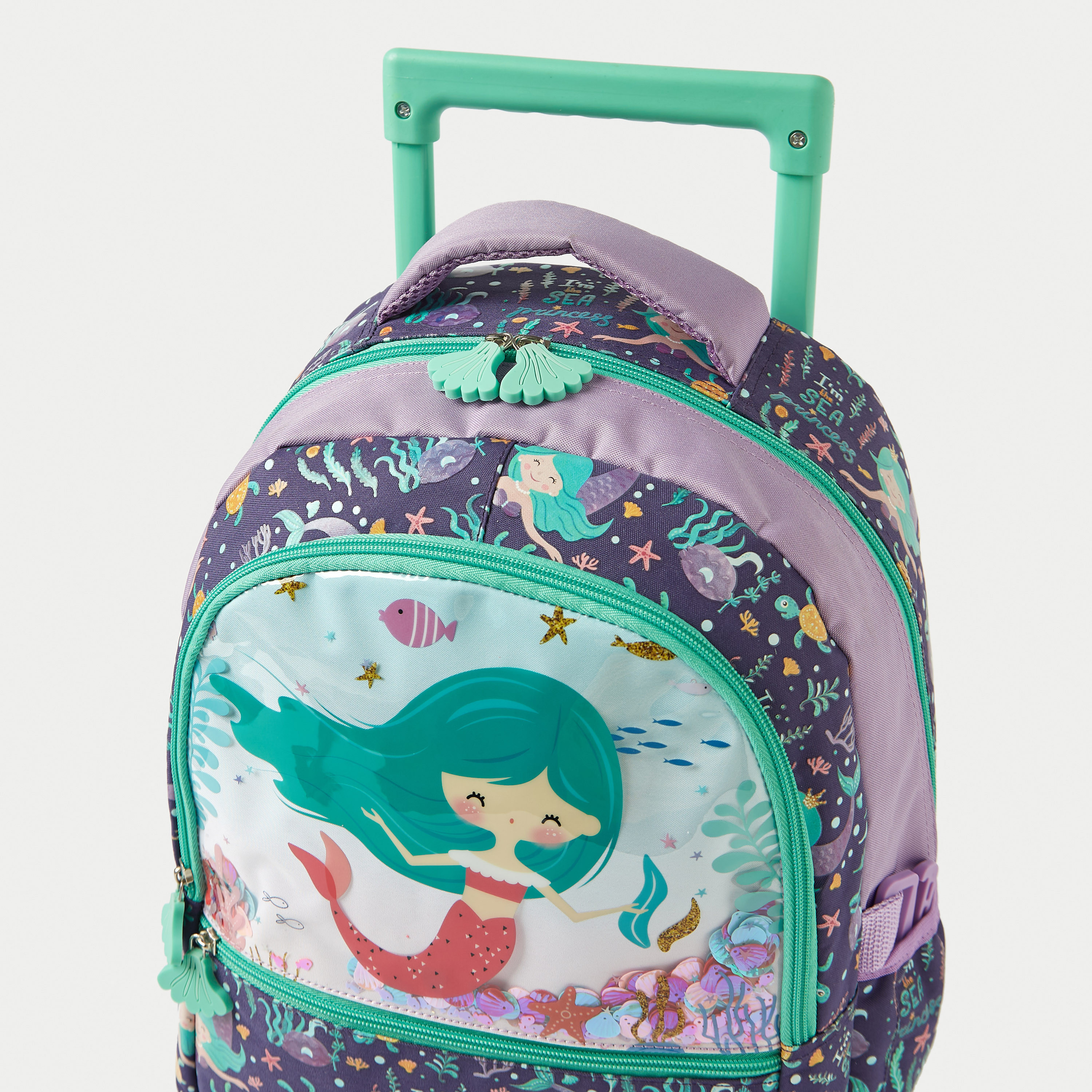 Juniors Mermaid Print 3-Piece Trolley Backpack Set - 16 inches-school-bagsandbackpacks-trolleybags-image-5