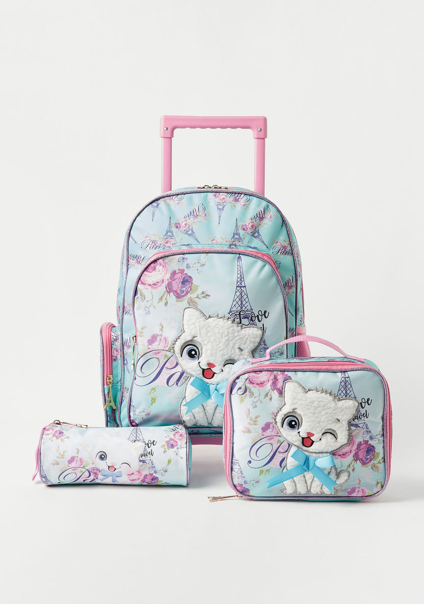 Juniors 3-Piece Printed Trolley Backpack Set - 16 inches-School Sets-image-0