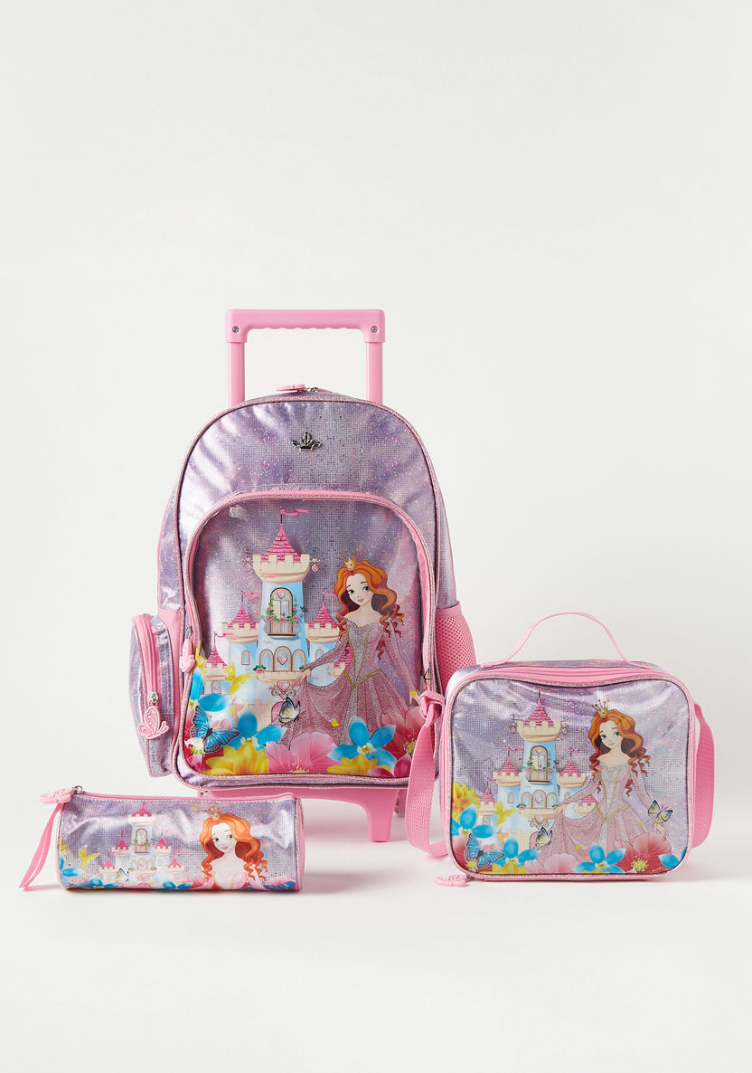 Juniors Princess Print 3-Piece Trolley Backpack Set - 16 inches-School Sets-image-0