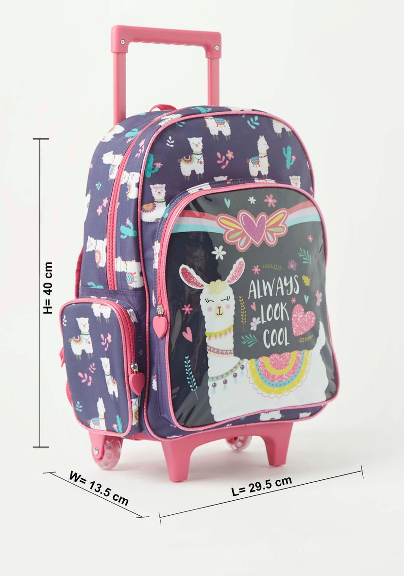 Juniors 3-Piece Llama Print Trolley Backpack Set - 16 inches-School Sets-image-1