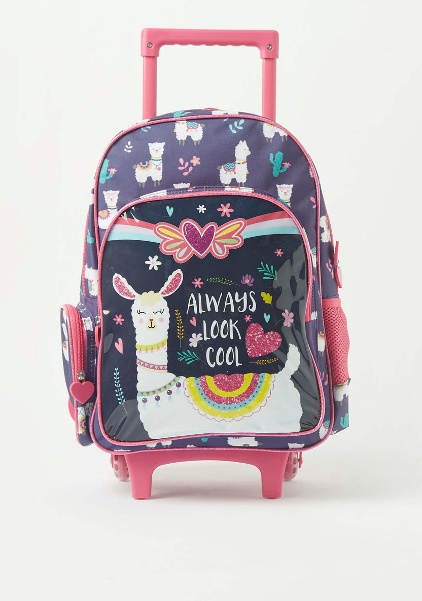 Juniors 3-Piece Llama Print Trolley Backpack Set - 16 inches-School Sets-image-2