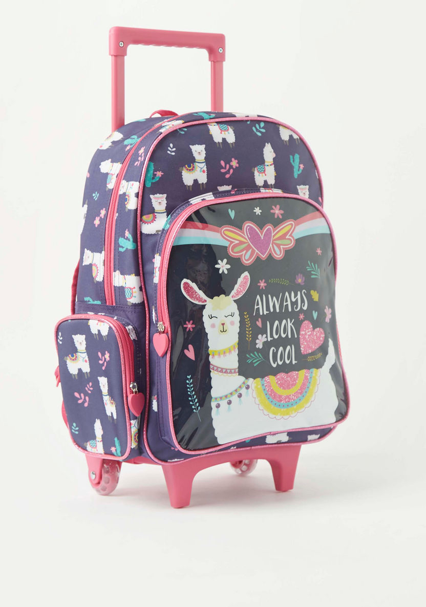 Juniors 3-Piece Llama Print Trolley Backpack Set - 16 inches-School Sets-image-4