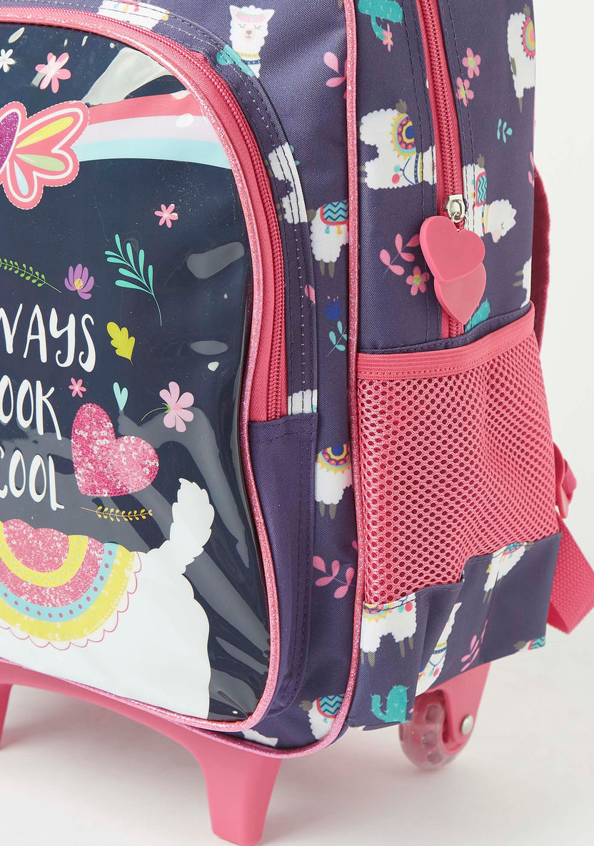 Juniors 3-Piece Llama Print Trolley Backpack Set - 16 inches-School Sets-image-5