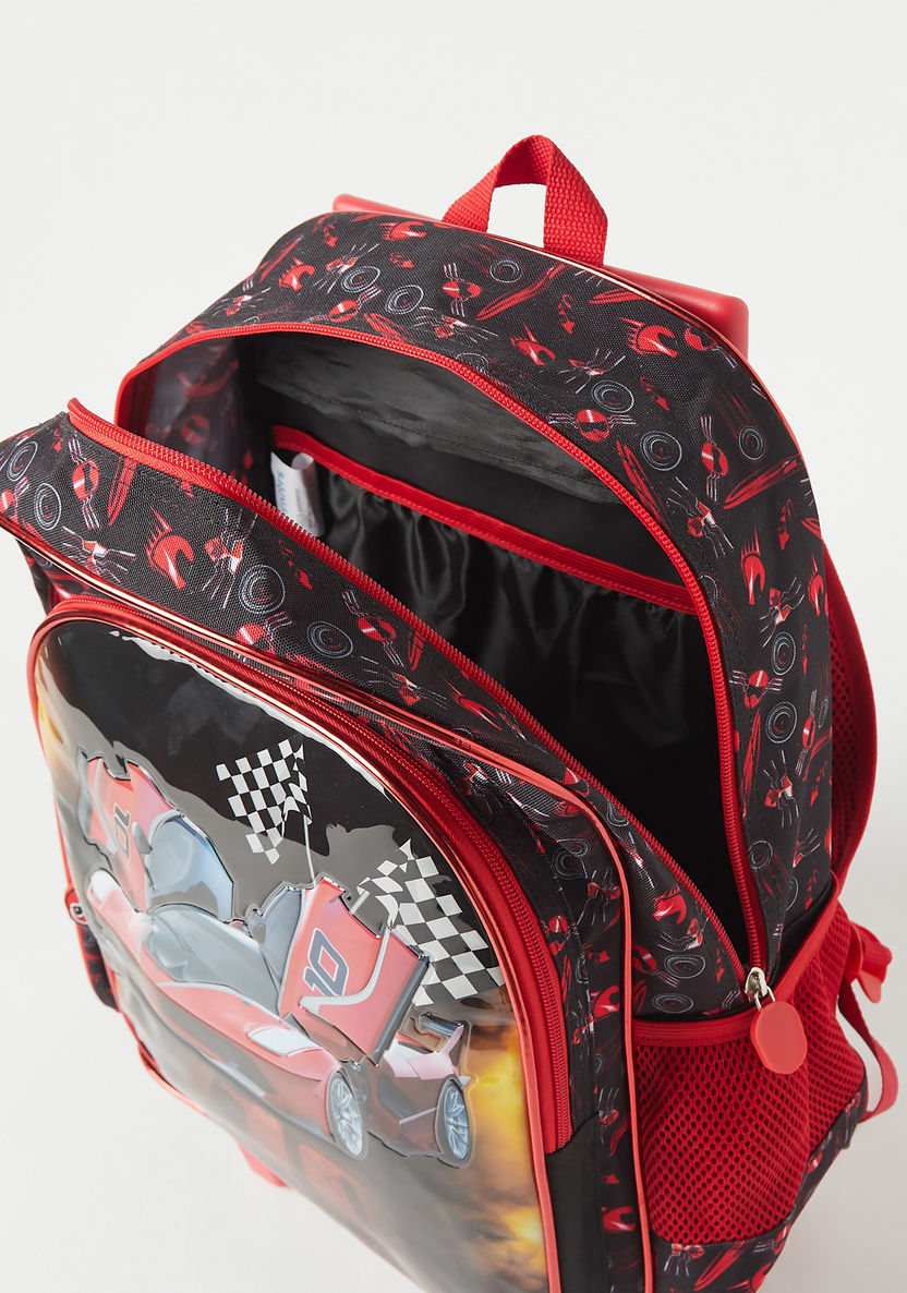 Juniors Car Graphic Print 3-Piece Trolley Backpack Set - 16 inches-School Sets-image-6