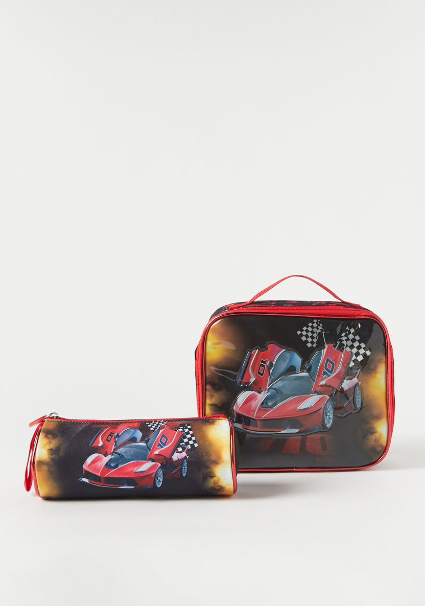 Juniors Car Graphic Print 3-Piece Trolley Backpack Set - 16 inches-School Sets-image-7