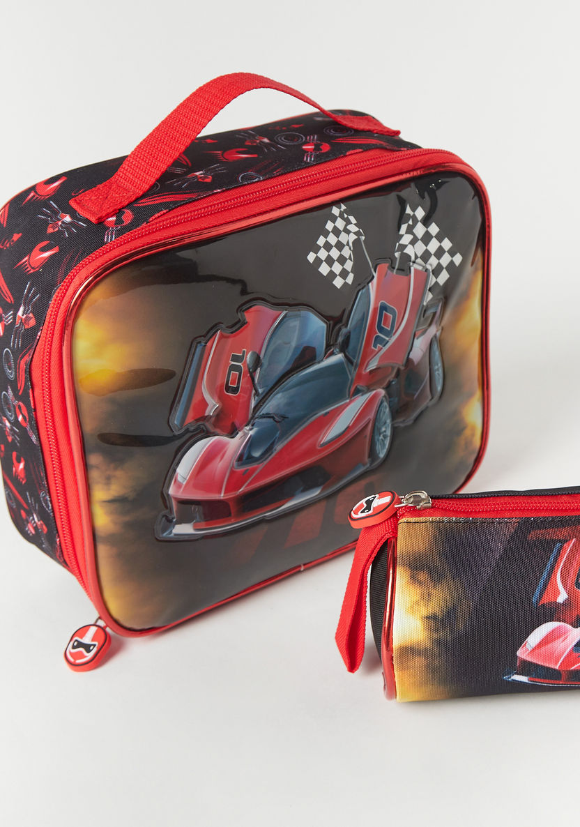 Juniors Car Graphic Print 3-Piece Trolley Backpack Set - 16 inches-School Sets-image-8