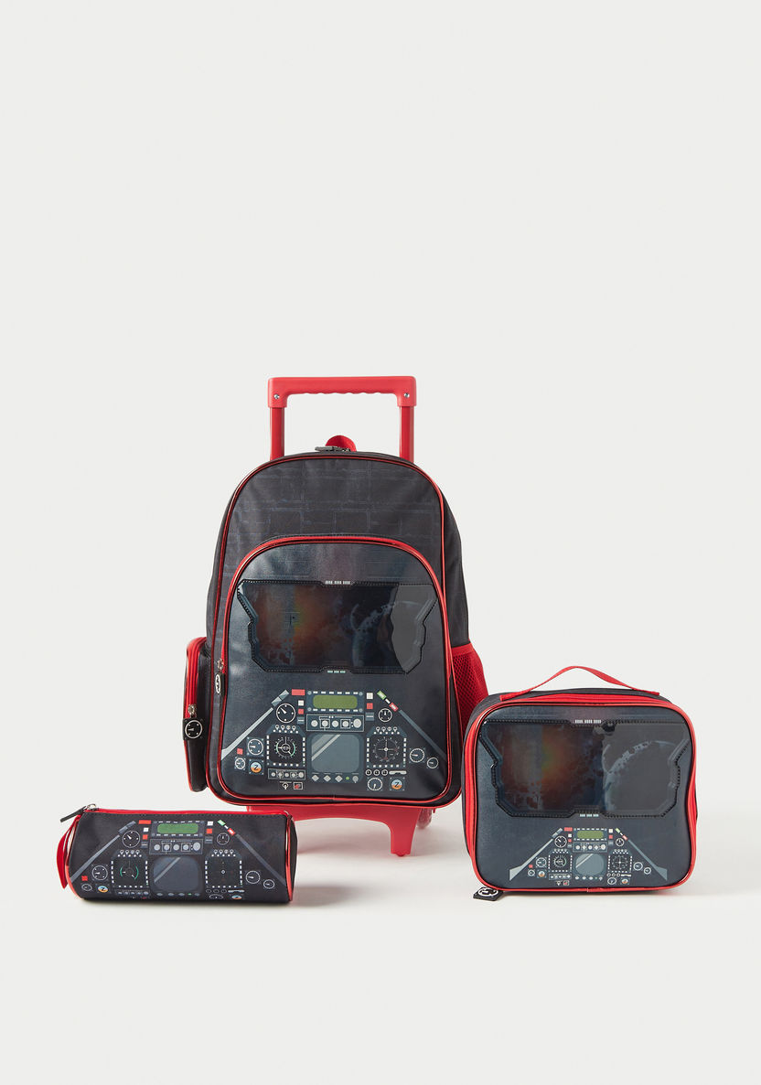 Juniors Graphic Print 3-Piece Trolley Backpack Set - 16 inches-School Sets-image-0