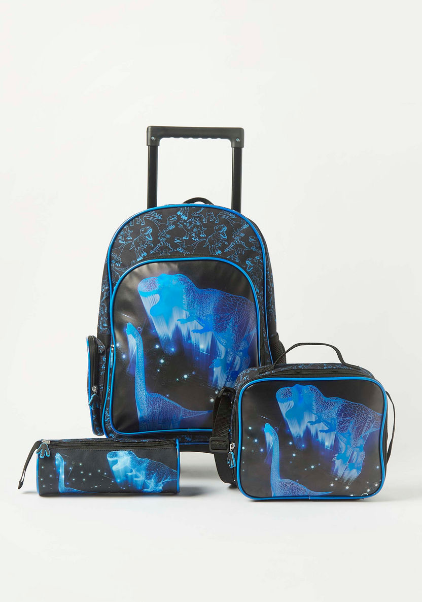 Juniors 3-Piece Dinosaur Print Trolley Backpack Set - 16 inches-School Sets-image-0