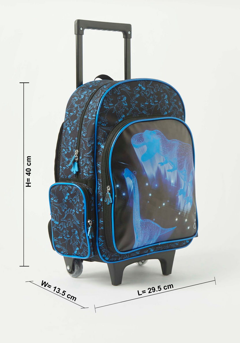 Juniors 3-Piece Dinosaur Print Trolley Backpack Set - 16 inches-School Sets-image-1