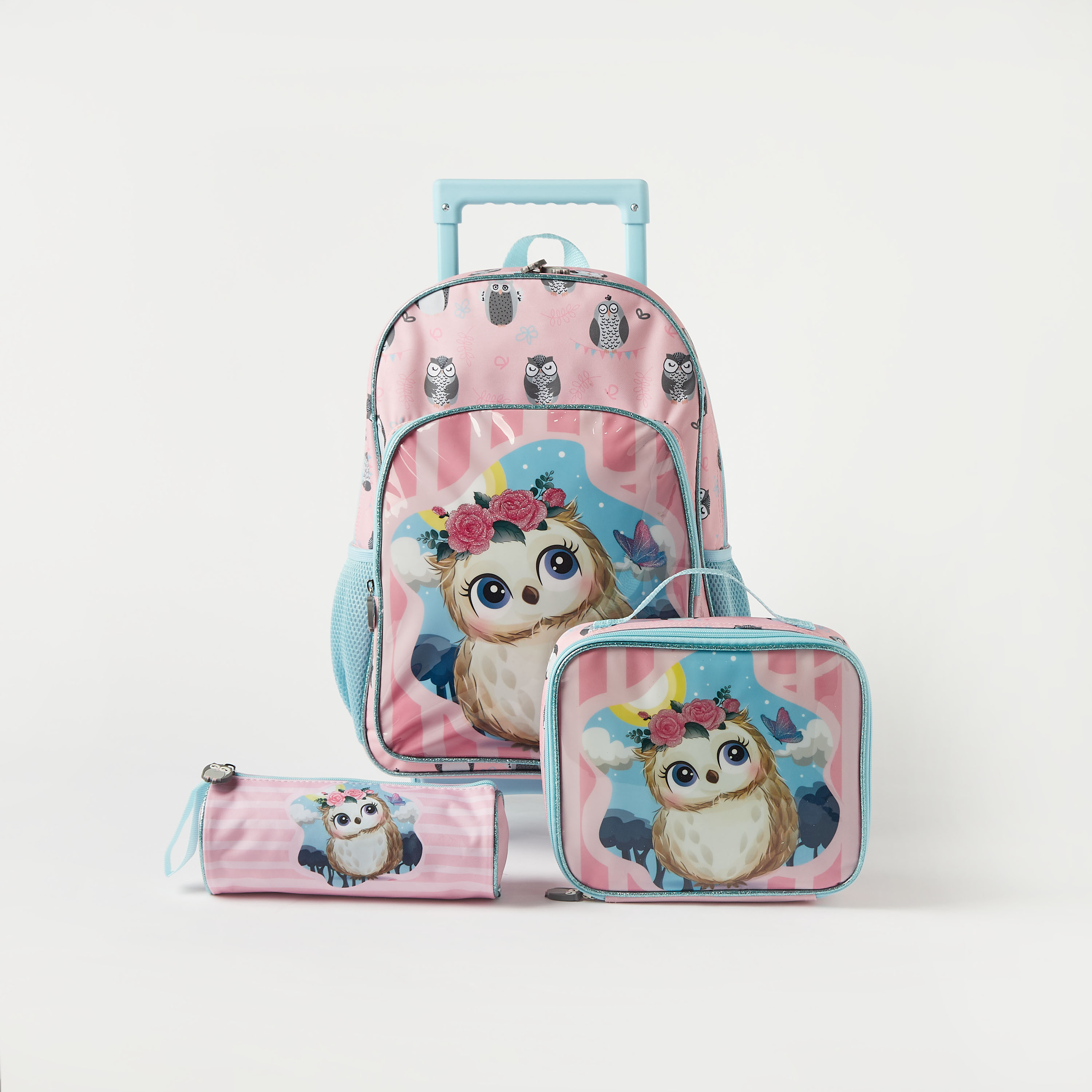 Buy Juniors Owl Print 3 Piece Trolley Backpack Set 16 inches