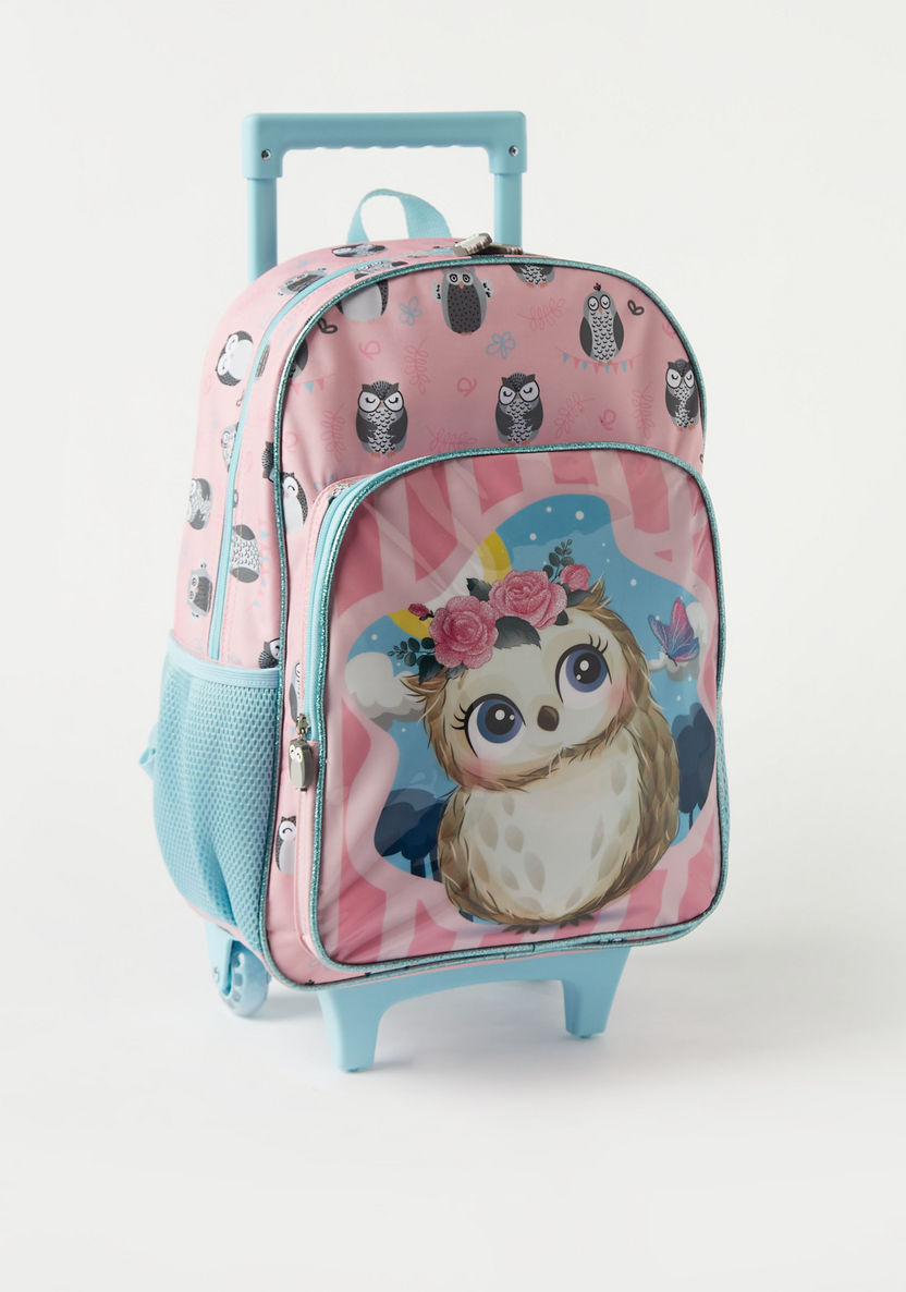 Juniors Owl Print 3-Piece Trolley Backpack Set - 16 inches-School Sets-image-2