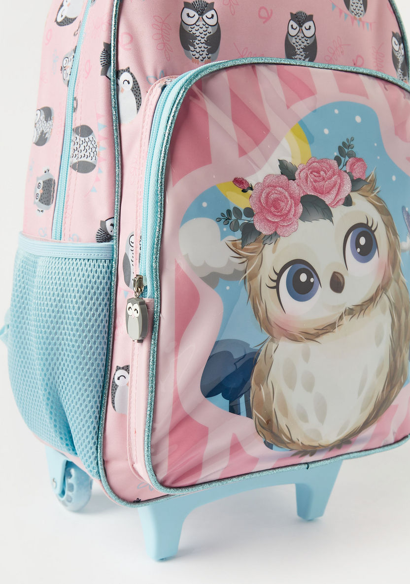 Juniors Owl Print 3-Piece Trolley Backpack Set - 16 inches-School Sets-image-3